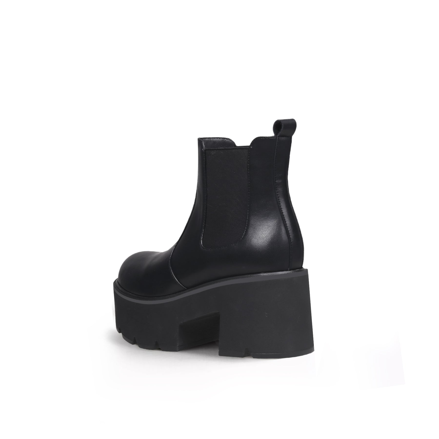 Casual Elastic-Sided Platform Black Boots - 0cm