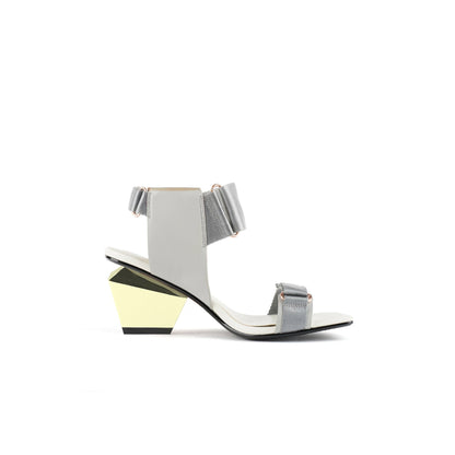 Casual Squared-Toe Triple-Strap Grey Sandals - 0cm