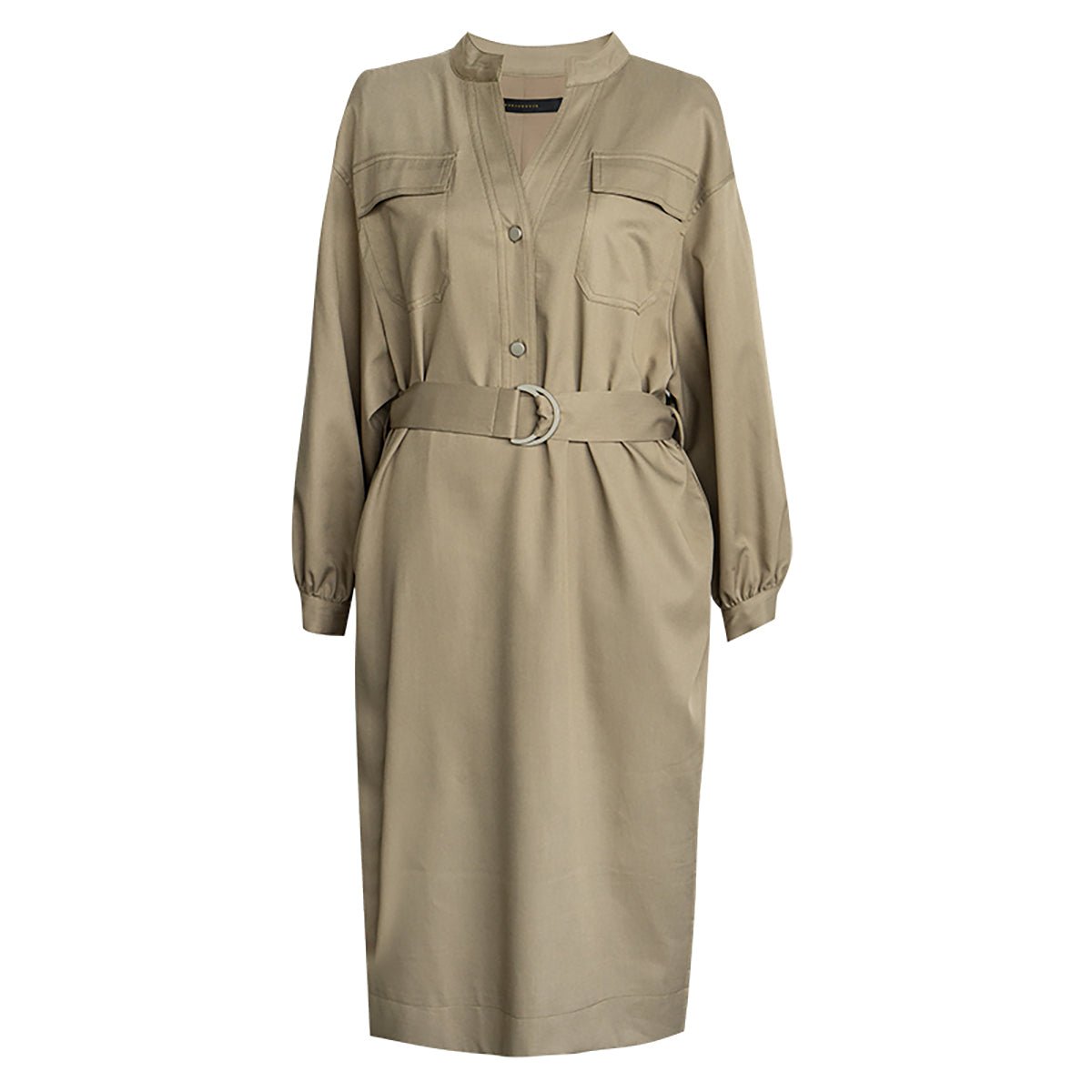 Casual Trench Khaki Dress   0cm