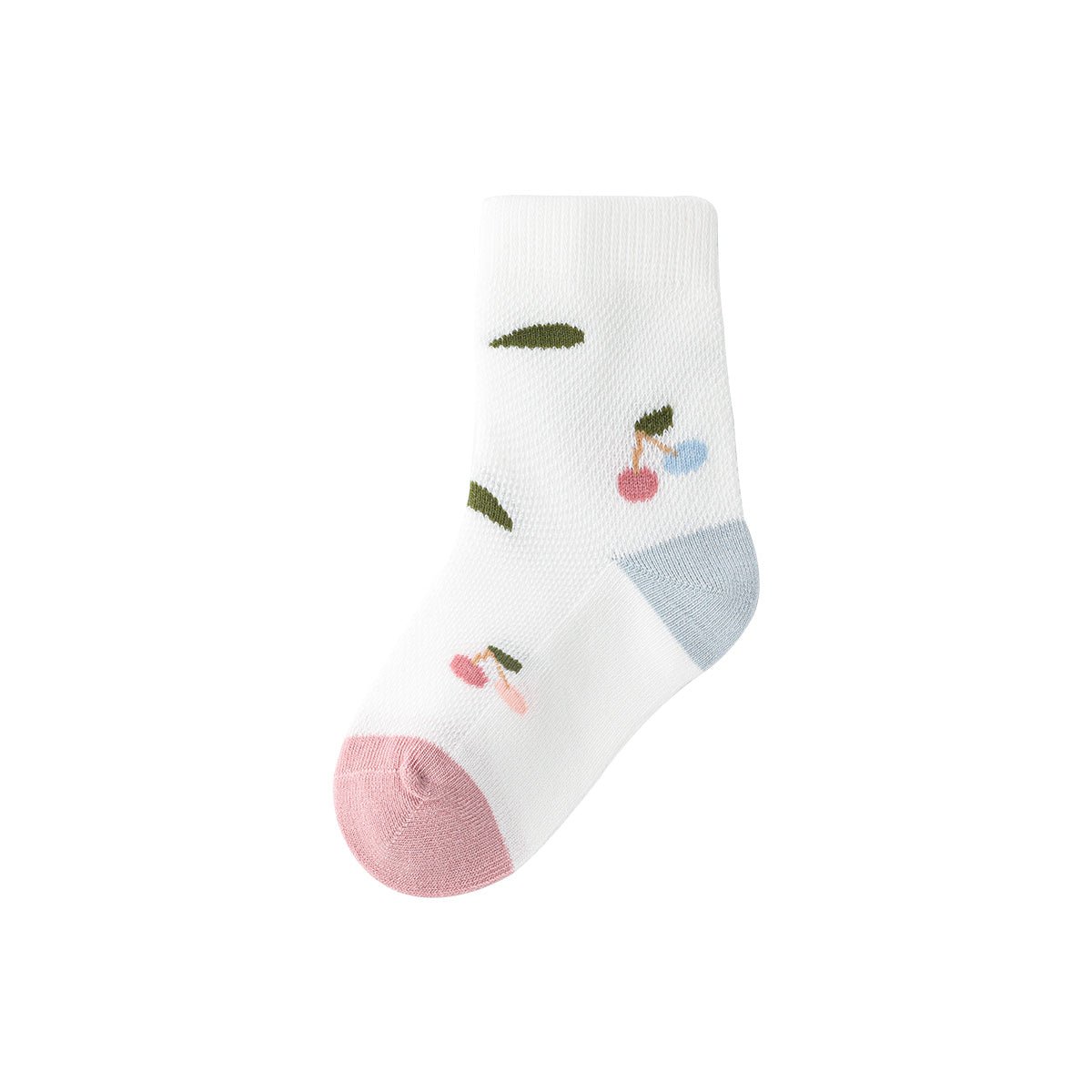 Cherry Season Thin Mesh Breathable Girl 5pcs Crew Socks Set - 0cm
