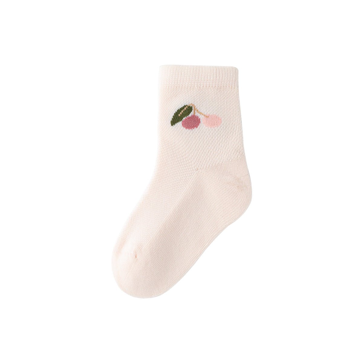 Cherry Season Thin Mesh Breathable Girl 5pcs Crew Socks Set   0cm