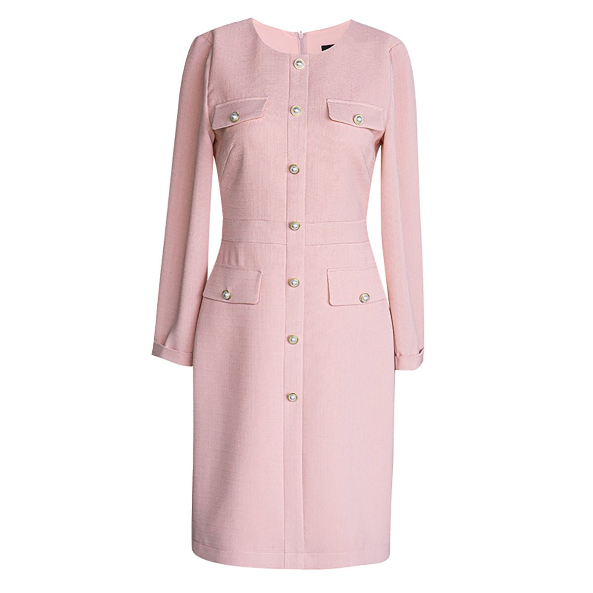 Chic Buttoned Pink Dress - 0cm
