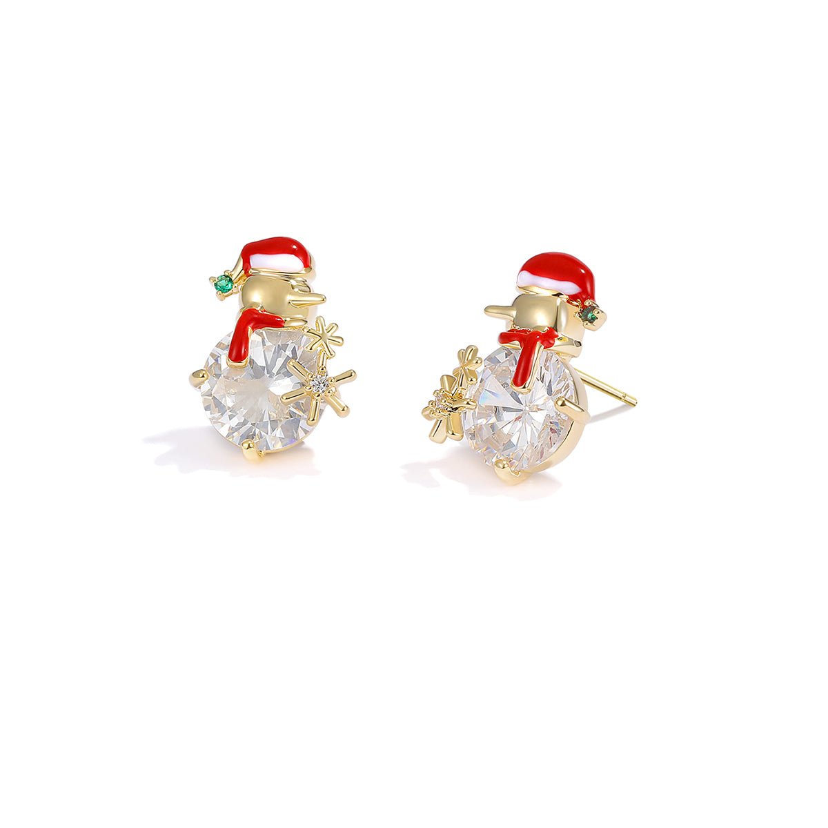 Christmas Snowman Gold Earrings   0cm