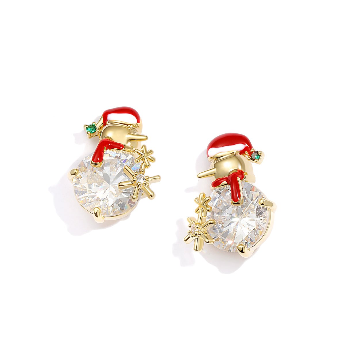 Christmas Snowman Gold Earrings   0cm