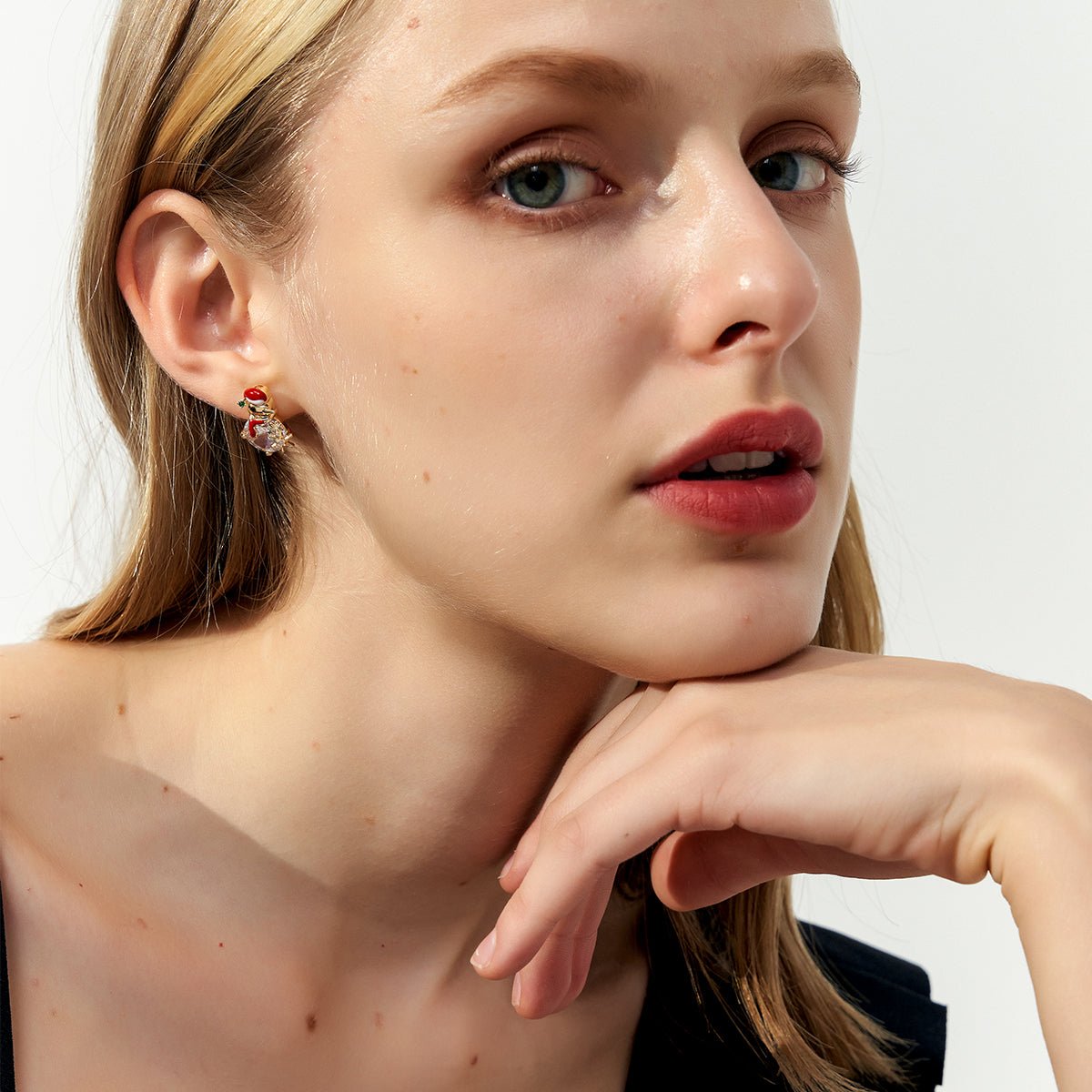 Christmas Snowman Gold Earrings   0cm