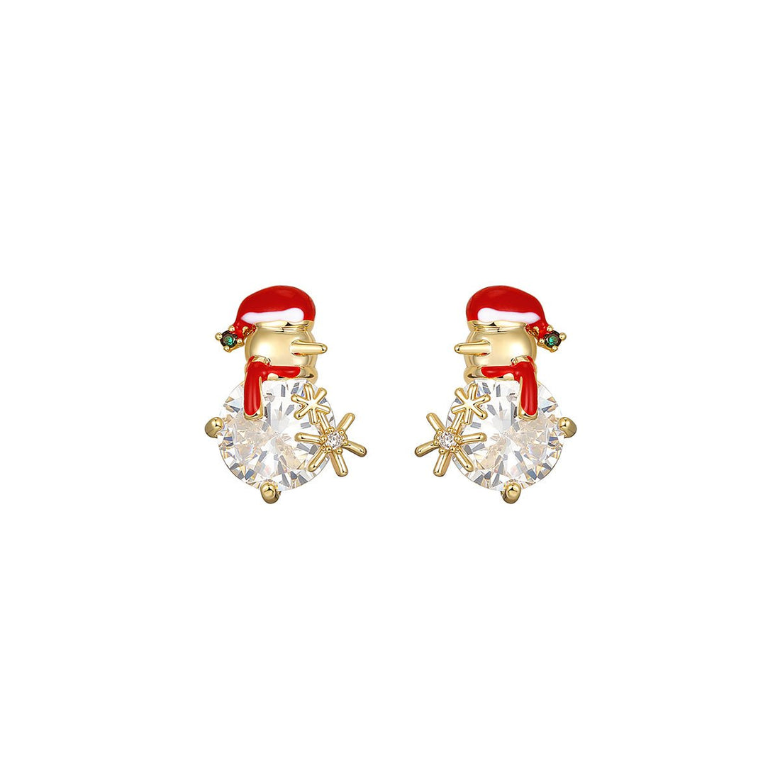Christmas Snowman Gold Earrings - 0cm