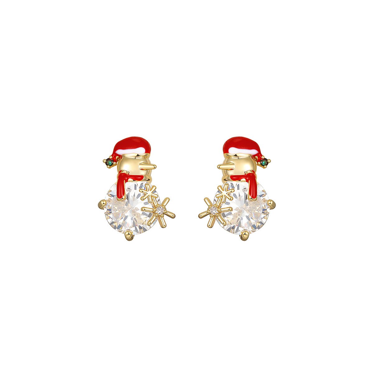 Christmas Snowman Gold Earrings - 0cm