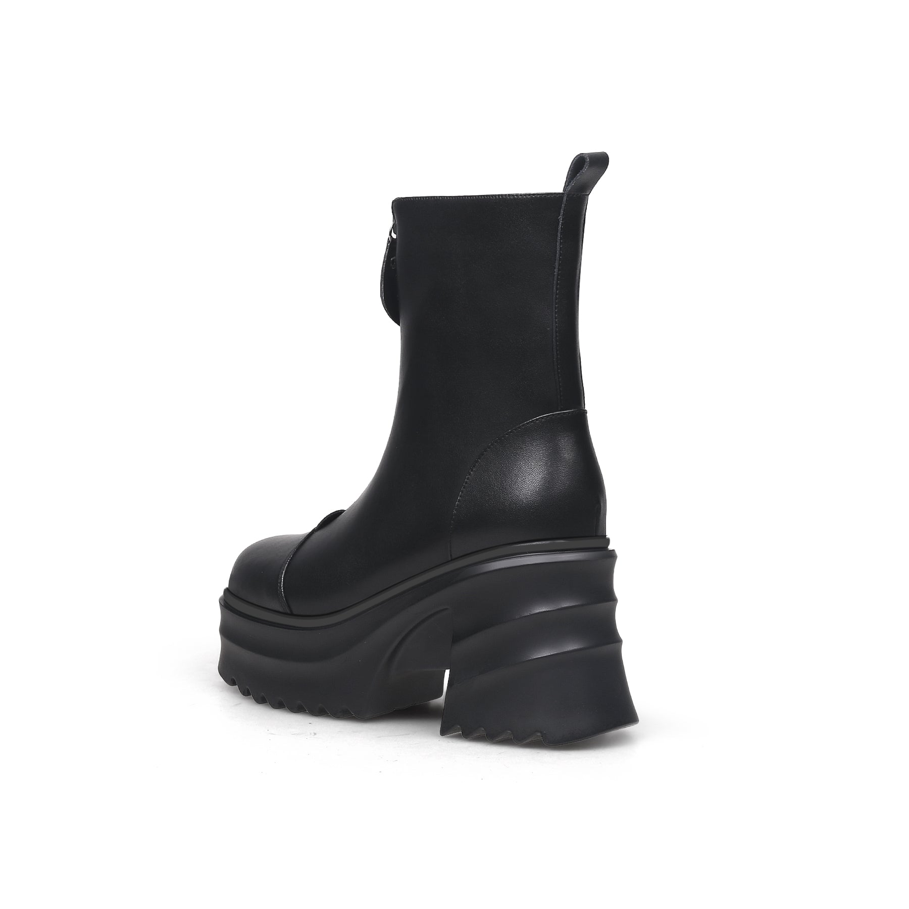Chunky Zip-detail Black Boots - 0cm
