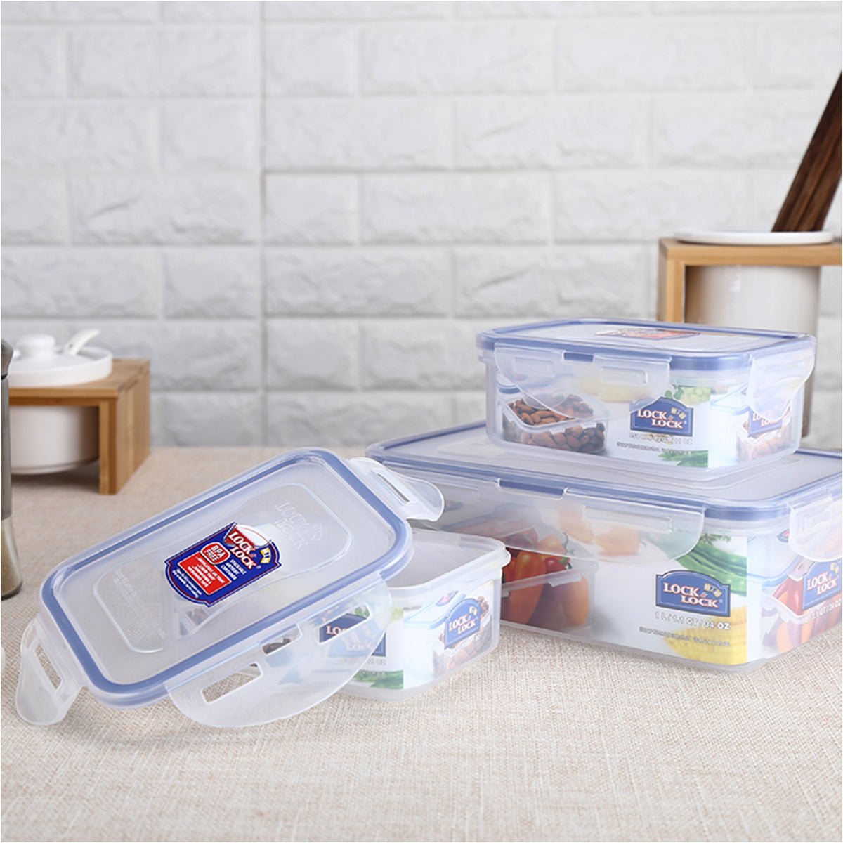 Classic 3pc Rectangular Blue Food Container Set 2.6L   0cm