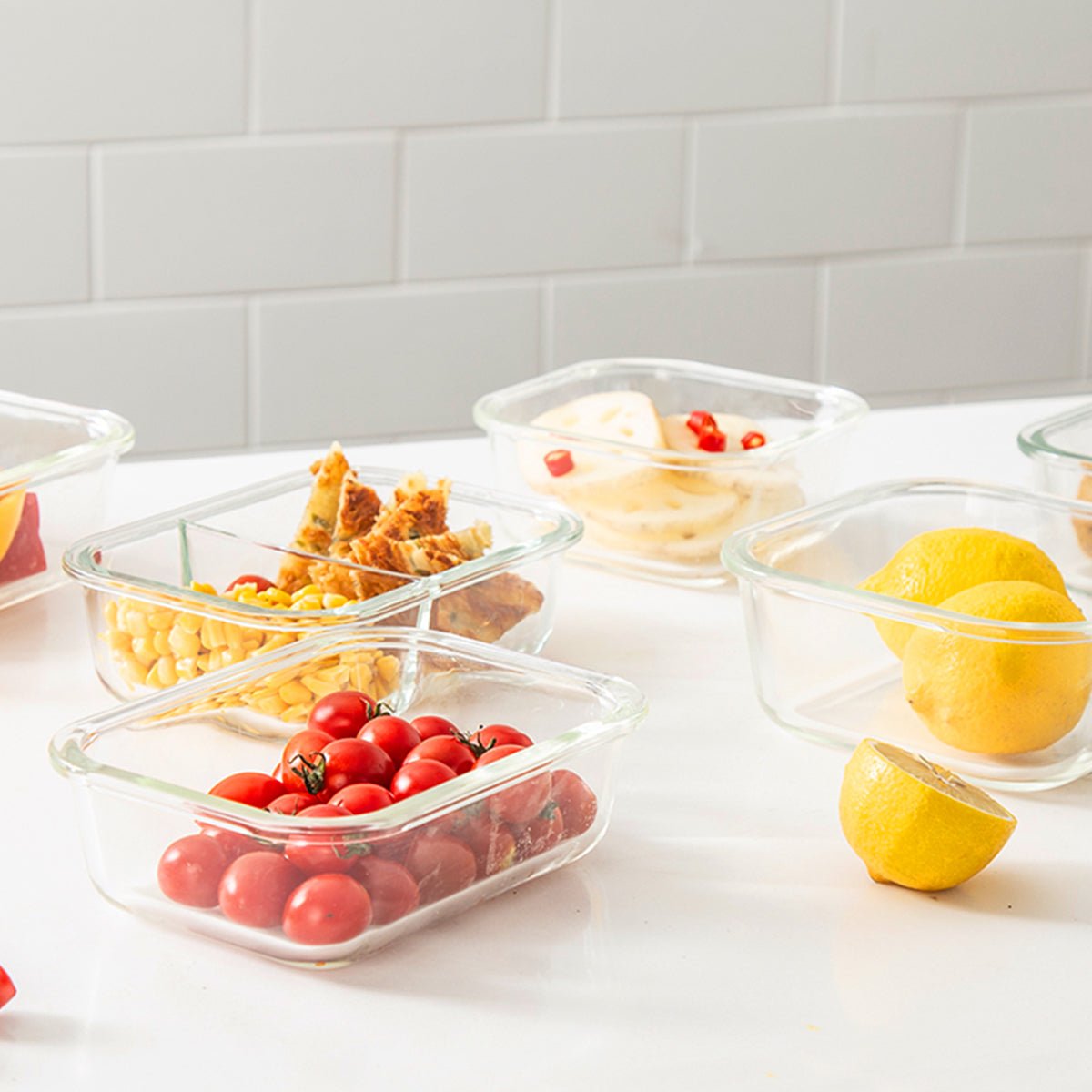 Classic 5pcs Microwave Oven Safe Blue Glass Container Set 3.58L   0cm