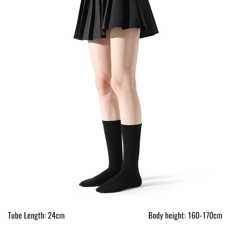 Classic Everyday 24cm All season Women 2pcs Black Crew Socks   0cm