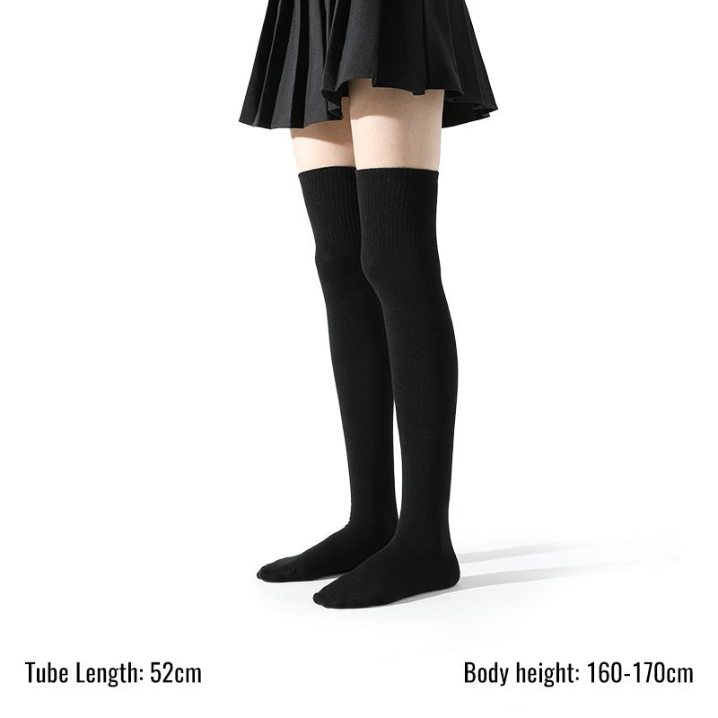 Classic Everyday 52cm All season Women Black Over The Knee Socks   0cm