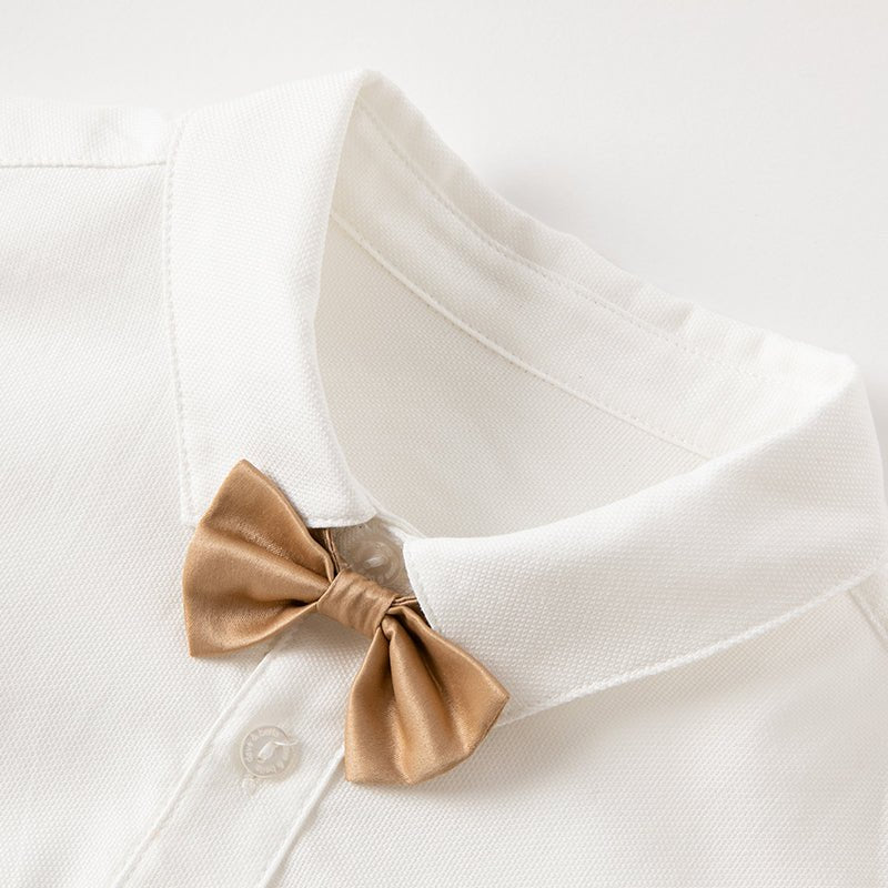 Classic Gents Boy Removable Bowtie White Shirt   0cm