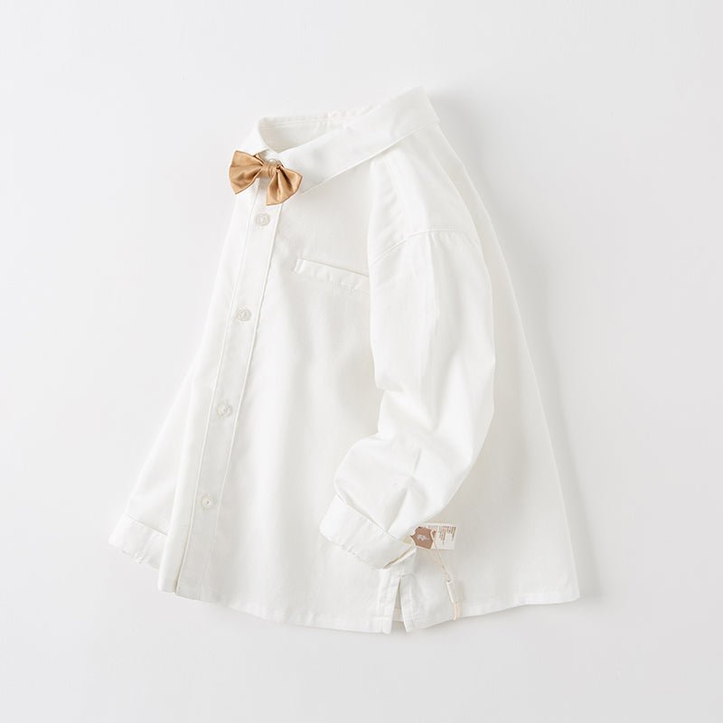 Classic Gents Boy Removable Bowtie White Shirt   0cm