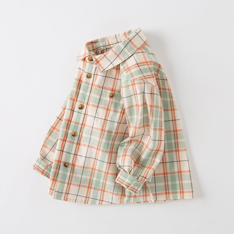Classic Rugged Plaid Button Down Boy Check Shirt   0cm