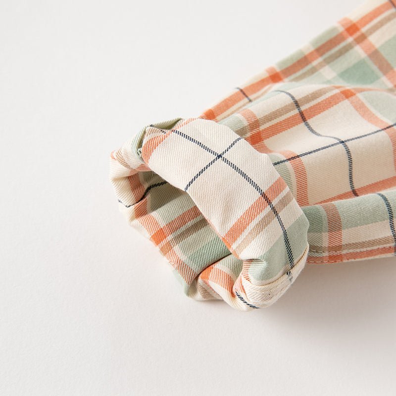 Classic Rugged Plaid Button Down Boy Check Shirt   0cm