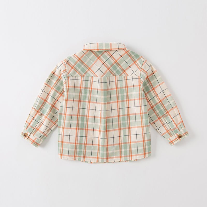 Classic Rugged Plaid Button Down Boy Check Shirt   0cm