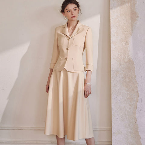 Classic Skirt Suit in Yellow
