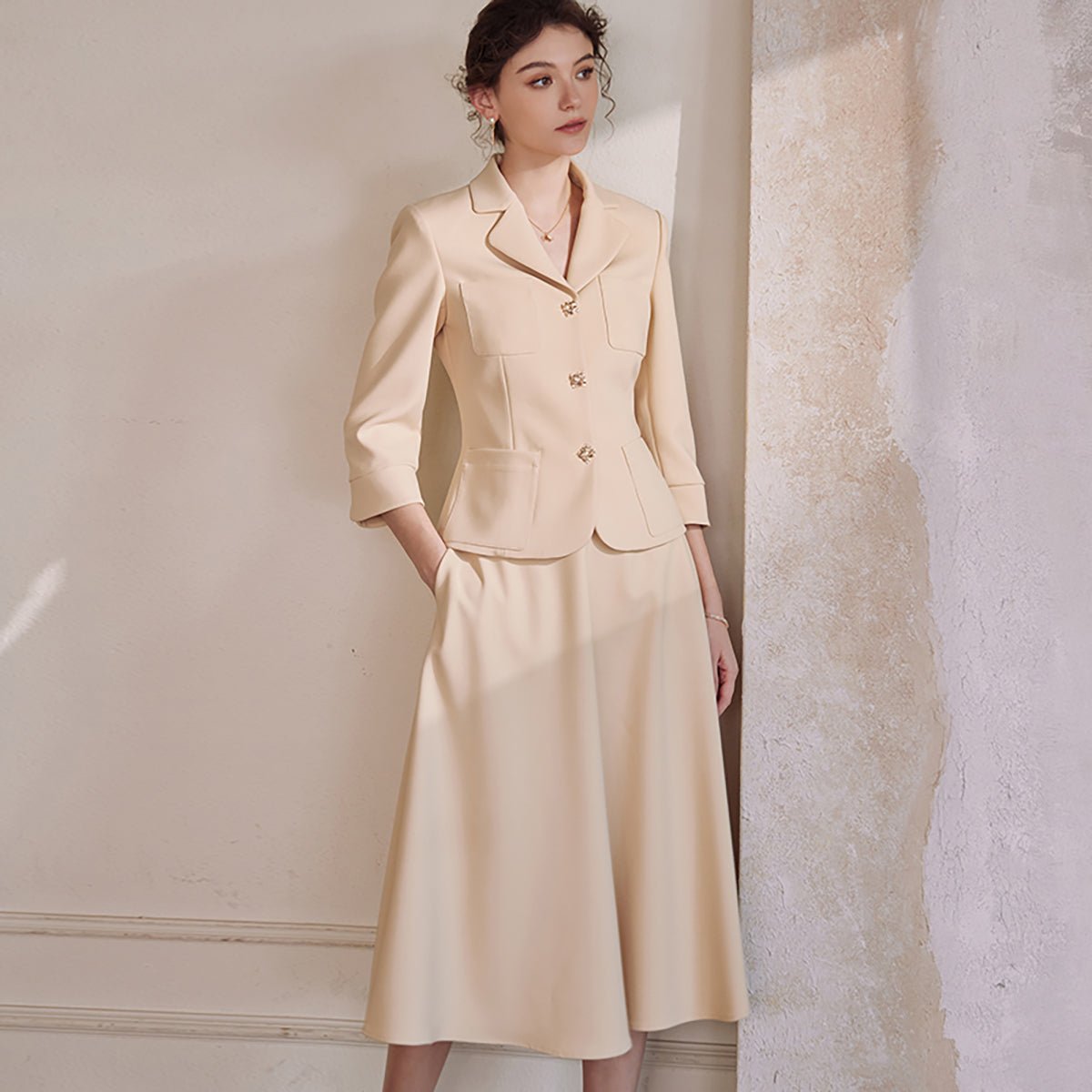 Classic Skirt Suit in Yellow   0cm
