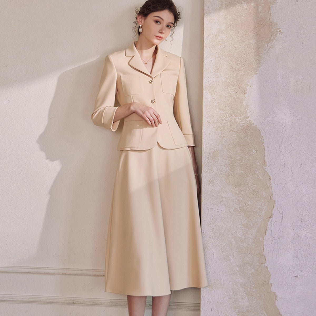 Classic Skirt Suit in Yellow - 0cm