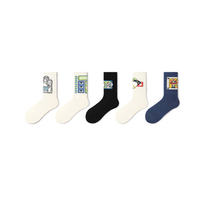 Click Me All-season Unisex 5pcs Crew Socks Set - 0cm