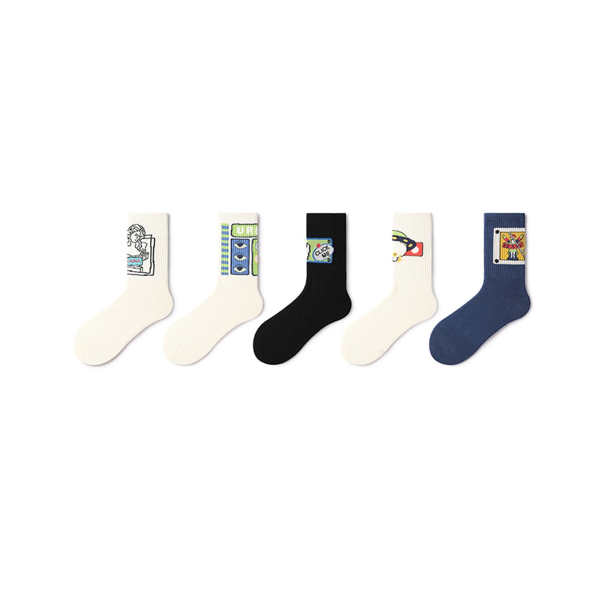 Click Me All season Unisex 5pcs Crew Socks Set