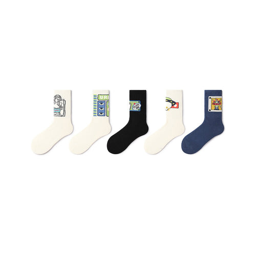 Click Me All season Unisex 5pcs Crew Socks Set