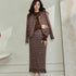 Coffee Tweed Skirt and Blazer Set - 0cm