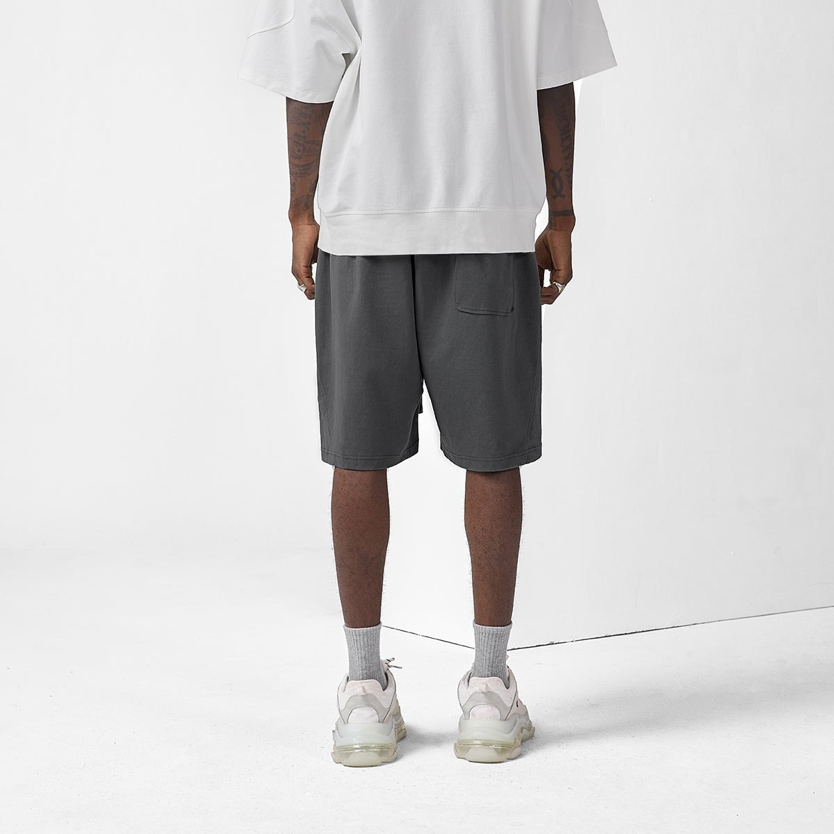 Cold Wall Logo Embossed Charcoal Track Shorts   0cm