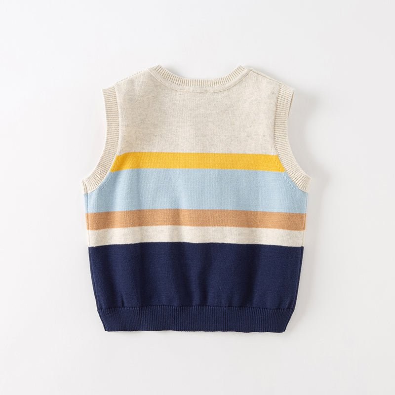 Color Layer Boy Stripe Knitted Vest   0cm