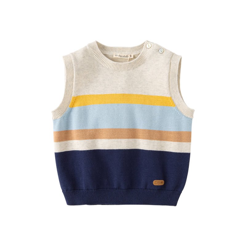 Color Layer Boy Stripe Knitted Vest - 0cm