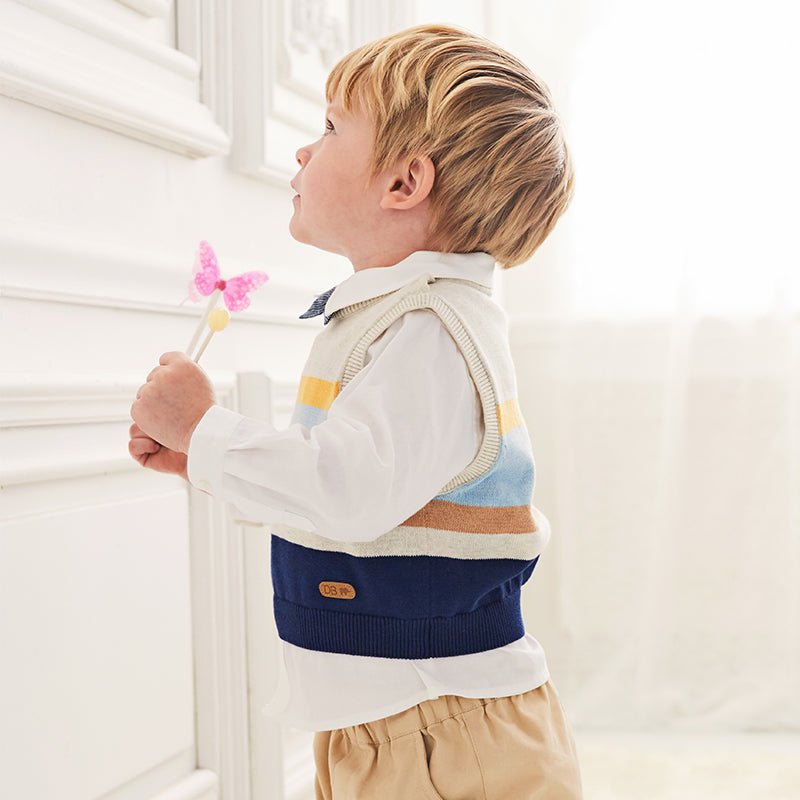 Color Layer Boy Stripe Knitted Vest   0cm