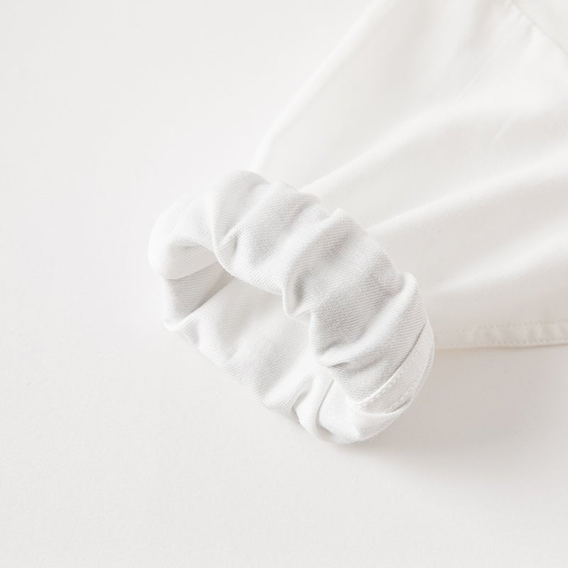 Contrast Striped Trim Boy White Shirt   0cm