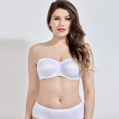 Convertible Underwire Plus Size Non Padded White Strapless Bra