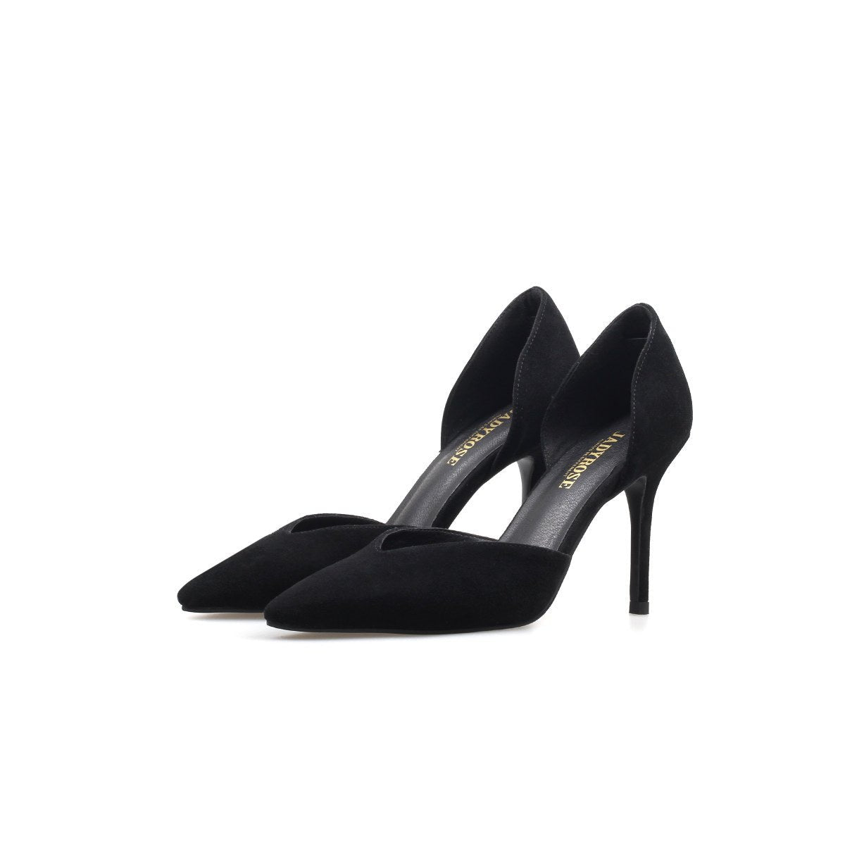 Covered Cup Cut-Out Stiletto Leather Black Pump - 0cm