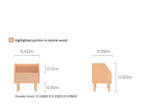 COZ Koi Grey Bedside Table - 0cm
