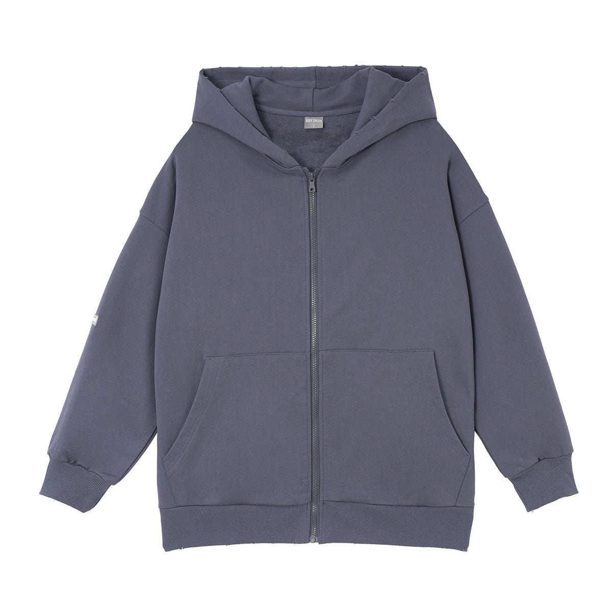 Cozy Heavyweight Zip Through Navy Hooded Jacket   0cm