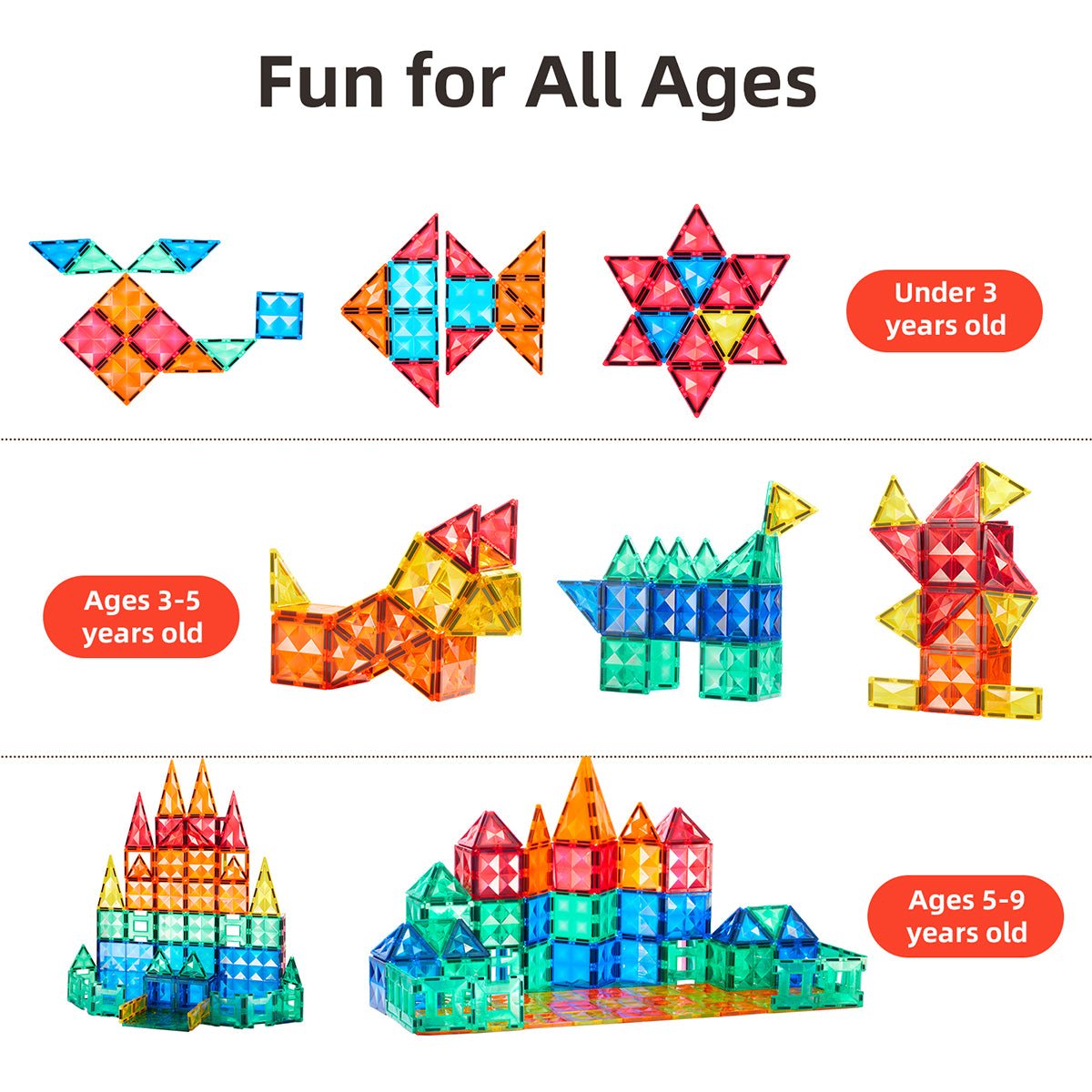 Creative Pack 100pcs Rainbow Magnetic Tiles   0cm