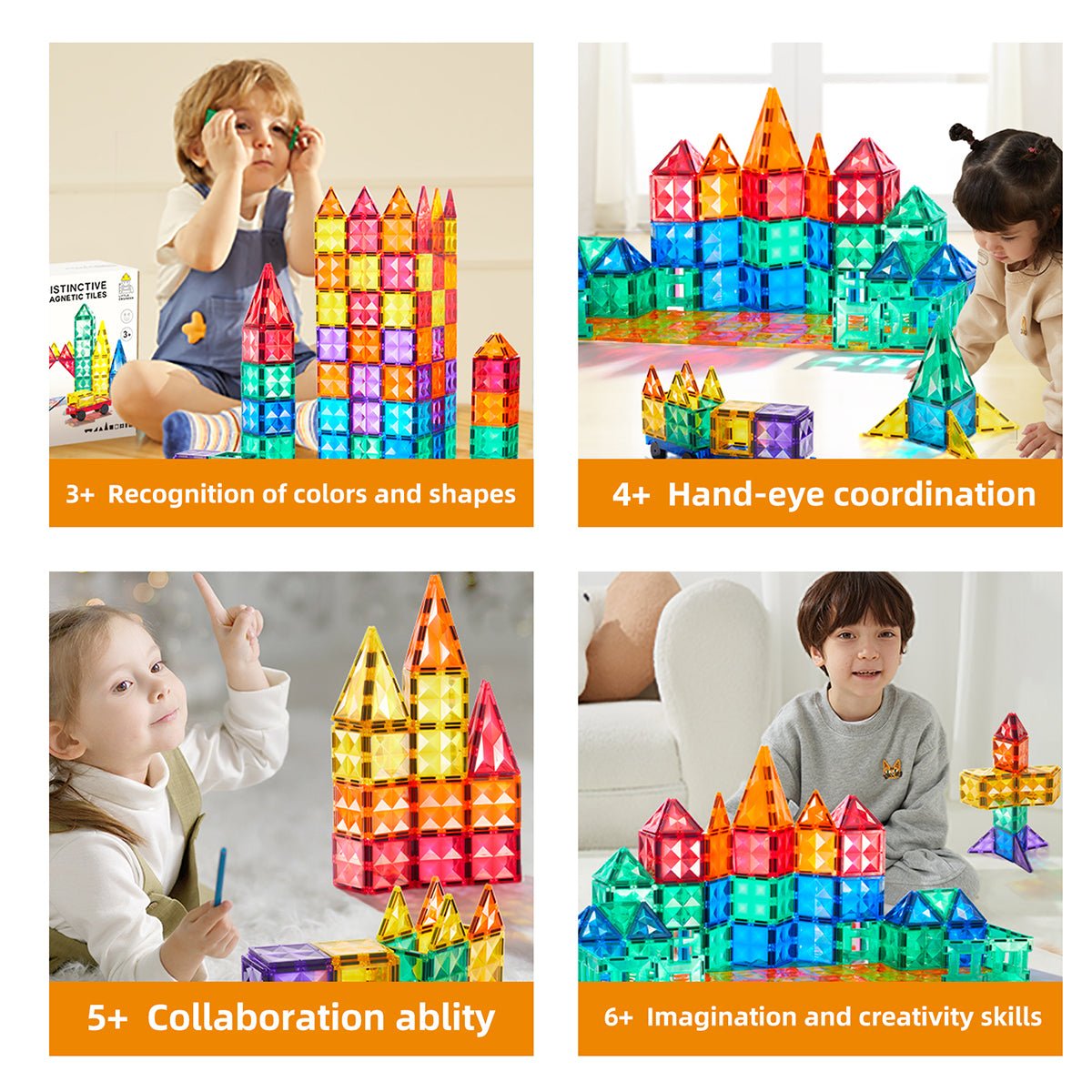 Creative Pack 100pcs Rainbow Magnetic Tiles - 0cm