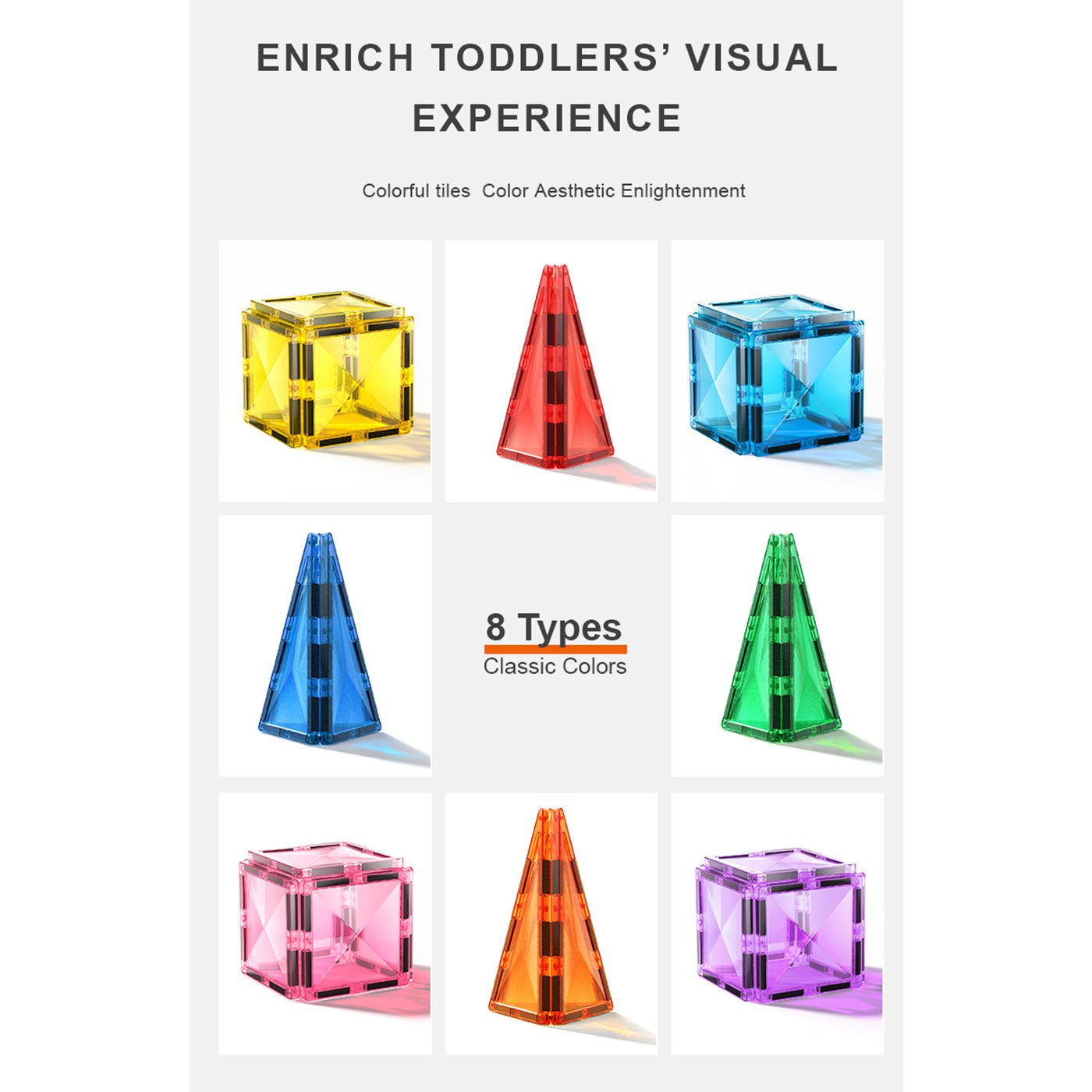 Creative Pack 60pcs Rainbow Magnetic Tiles - 0cm