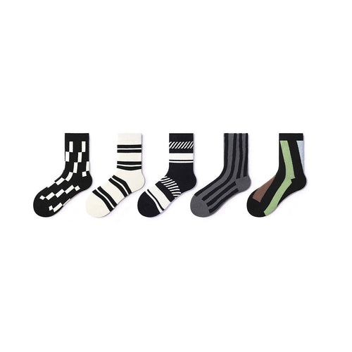 Creative Stripes All season Men 5pcs Crew Socks Set