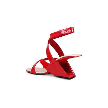 Crossing Snowflakes High Heeled Red Sandals - 0cm