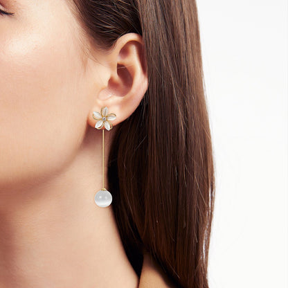 Crystal Clear Flowers Gold Earrings - 0cm