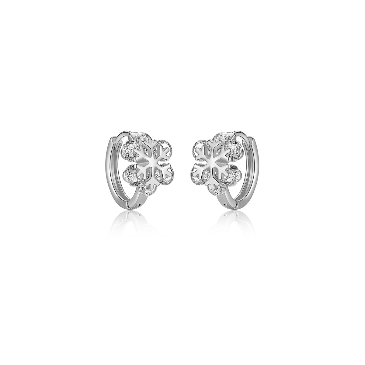 Crystal Snowflake Silver Earrings - 0cm