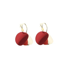 Curved Disc Relator Red Earrings