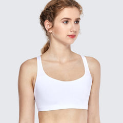 Cute Criss Cross Back Wireless Padded White Workout Bra