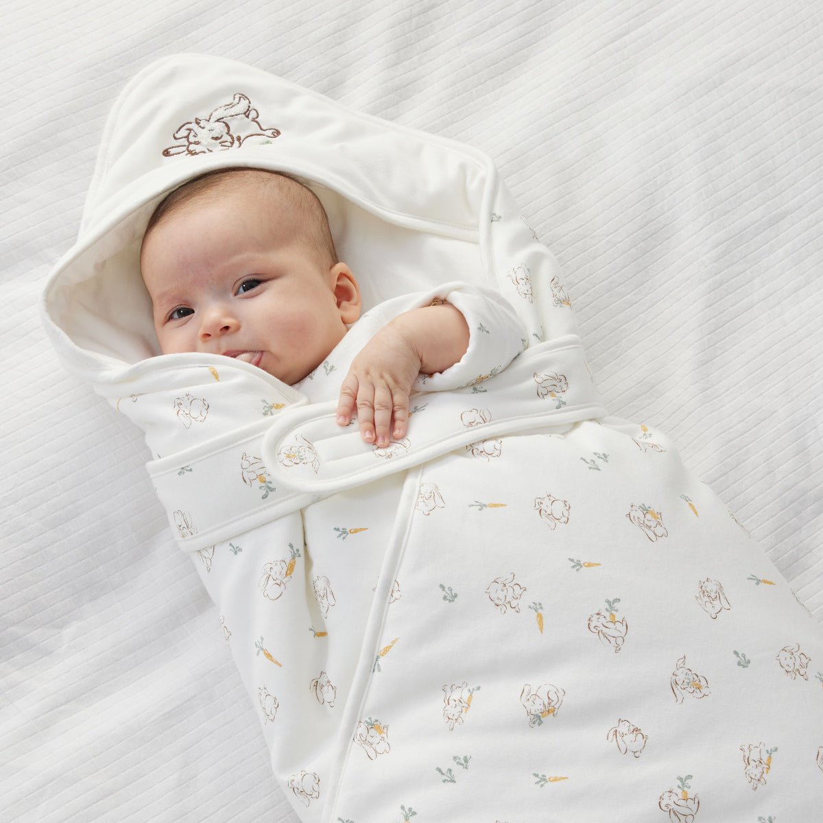 Cute Rabbit Comfort Cotton Baby White Swaddle Wrap   0cm