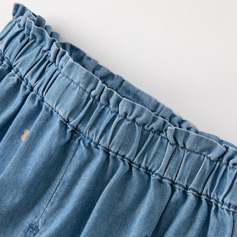 Daisy Embroidery Ribbon Pocket Girl Blue Jeans   0cm