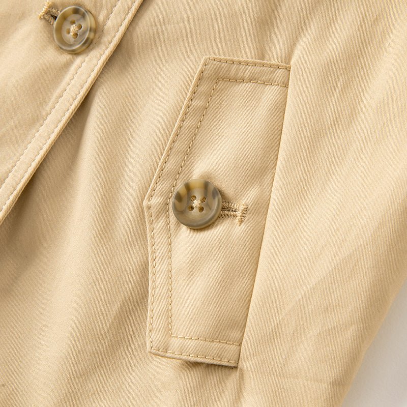 Darling Plaid Detail Unisex Khaki Hooded Trench Coat   0cm