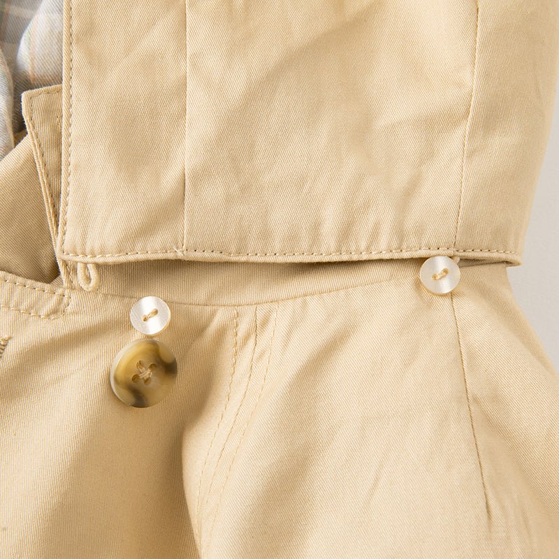 Darling Plaid Detail Unisex Khaki Hooded Trench Coat   0cm